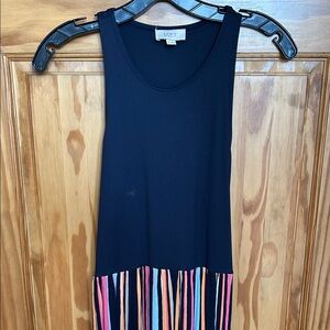 LOFT Navy & Colorful Striped Sleeveless Maxi Dress